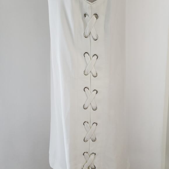 Parker Riviera Lace-Up Sides Dress Keyhole Neck White Small - Picture 8 of 13
